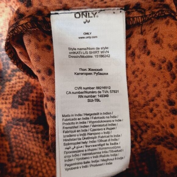 ONLY | Semi-Sheer Button Down Shirt Snake Print Sz 8 | Eur 40 Flawed - Picture 10 of 11